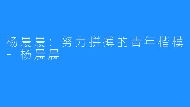 杨晨晨:努力拼搏的青年楷模-杨晨晨