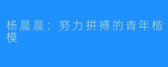 杨晨晨:努力拼搏的青年楷模