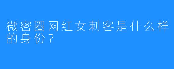 微密圈网红女刺客是什么样的身份？