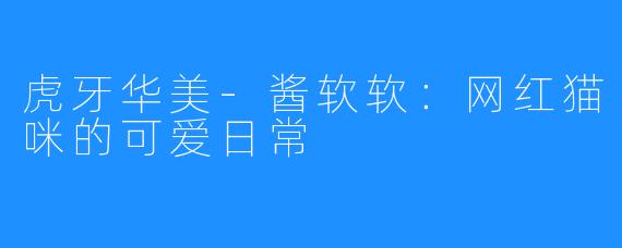 虎牙华美-酱软软:网红猫咪的可爱日常