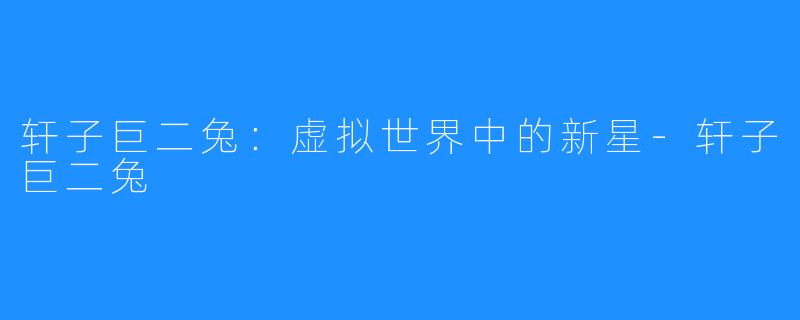 轩子巨二兔:虚拟世界中的新星-轩子巨二兔