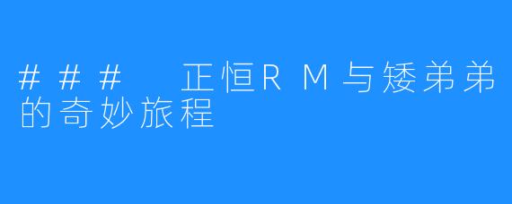 ### 正恒RM与矮弟弟的奇妙旅程