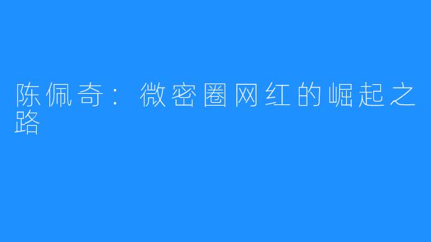 陈佩奇:微密圈网红的崛起之路