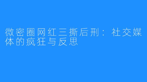 微密圈网红三撕后刑:社交媒体的疯狂与反思