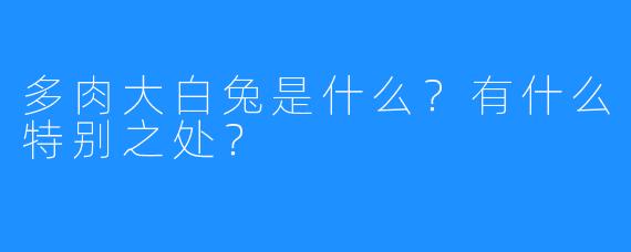 多肉大白兔是什么?有什么特别之处?