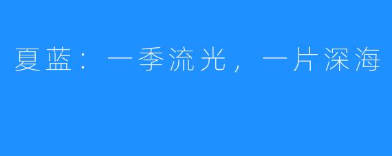 夏蓝：一季流光，一片深海
