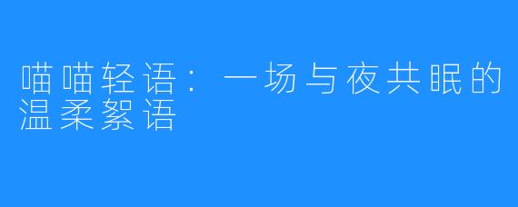 喵喵轻语:一场与夜共眠的温柔絮语
