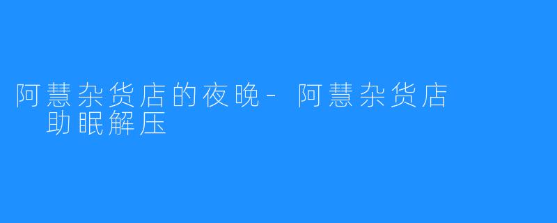 阿慧杂货店的夜晚-阿慧杂货店 助眠解压