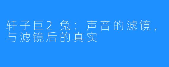 轩子巨2兔：声音的滤镜，与滤镜后的真实